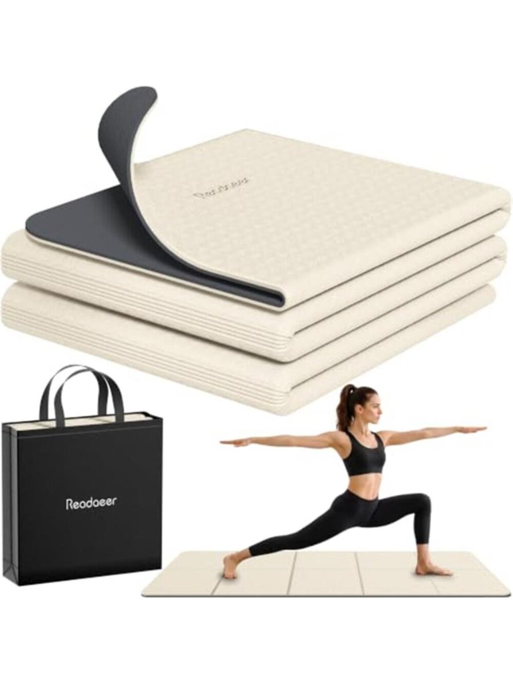 Double Color Yoga Mat 72"x24"x0.24" (6mm) Non-Slip TPE Exercise Mat
